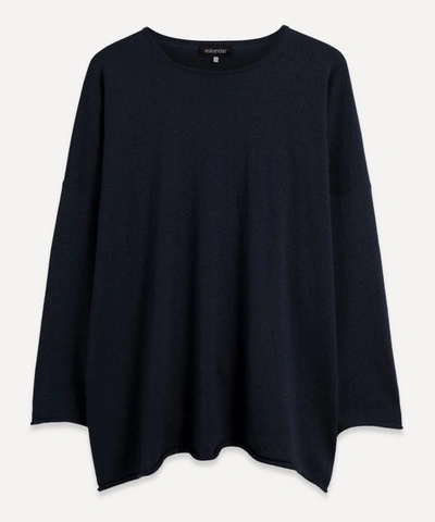 Shop Eskandar Women's A-line Cashmere Sweater In Navy