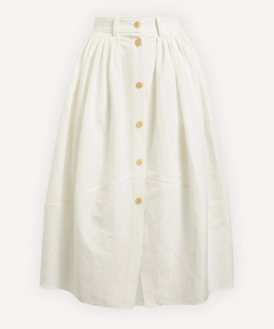 Shop Chloé Buttoned Midi-skirt In Iconic Milk