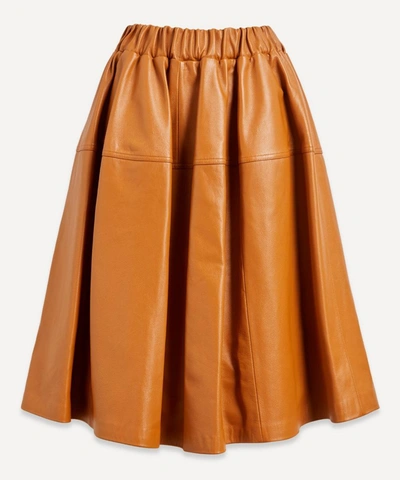 Shop Marni Soft Nappa Leather Skirt In Gold Brown