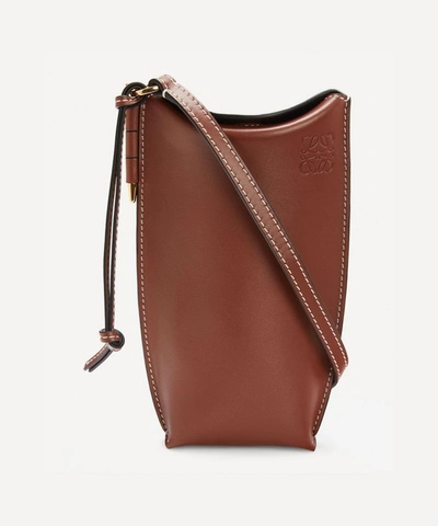 Shop Loewe Gate Leather Pocket Bag In Rust