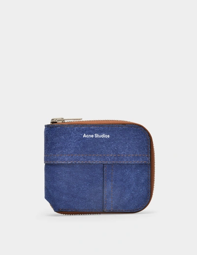 Shop Acne Studios Geldbörse Reissverschluss Aus Blauem Leder In Blue