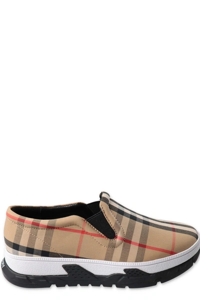 Shop Burberry Kids Vintage Check Sneakers In Multi