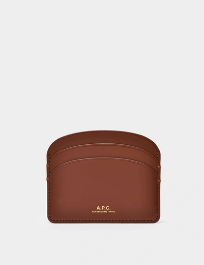 Shop Apc Demi-lune Card Holder - A.p.c. - Hazelnut - Leather In Brown