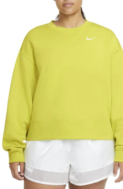 Shop Nike Sportswear Fleece Crewneck Sweatshirt In High Voltage/ White