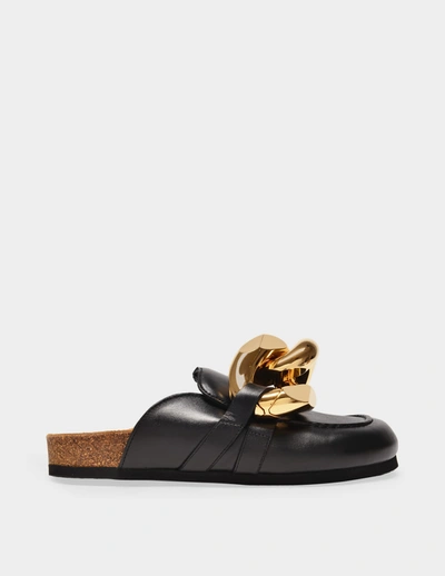 Shop Jw Anderson Chain Loafer Slides In Black