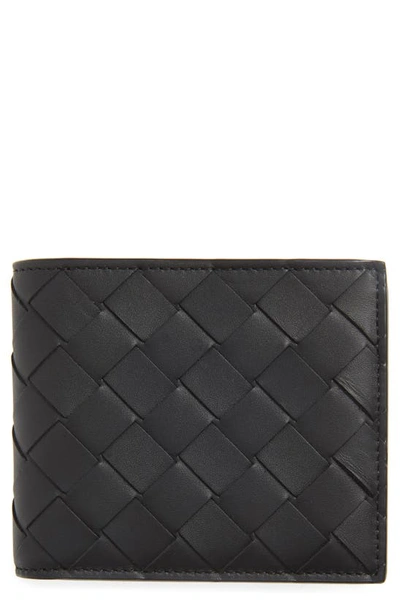 Shop Bottega Veneta Intrecciato Leather Wallet In Black/ Black