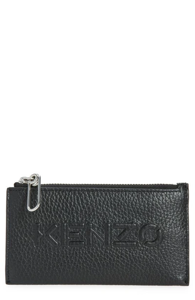 Shop Kenzo Embossed Leather Cardholder In Black