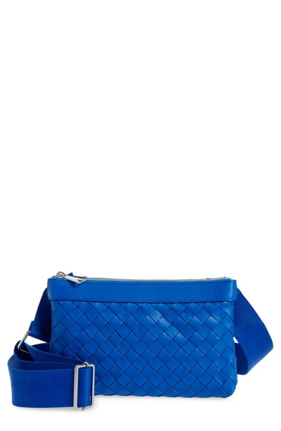 Shop Bottega Veneta Hydrology Water Repellent Intrecciato Leather Double Crossbody Bag In Cobalt