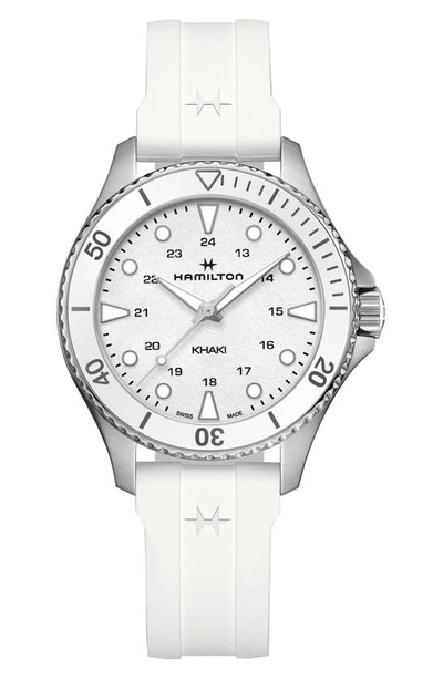 Shop Hamilton Khaki Navy Scuba Quartz Rubber Strap Watch, 37mm In White
