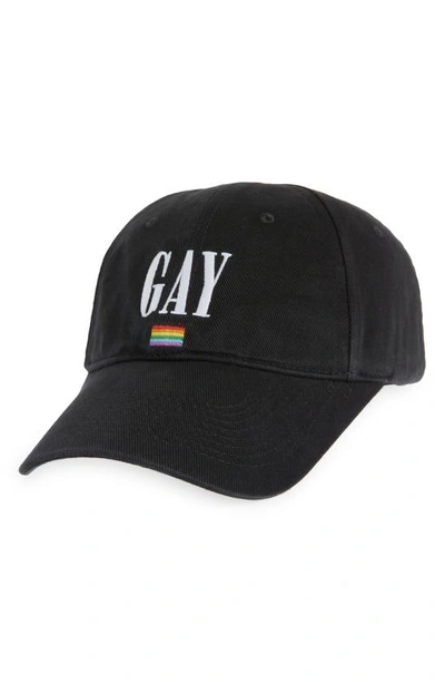 Shop Balenciaga Gay Pride Embroidered Baseball Cap In Black