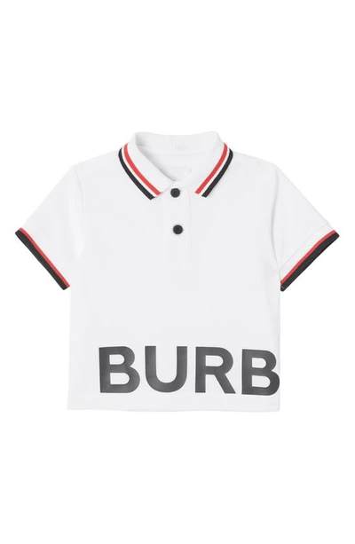 Shop Burberry Mini Jerome Tipped Polo Shirt In White