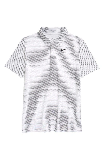 Shop Nike Kids' Dri-fit Polo In White/ White/ Black