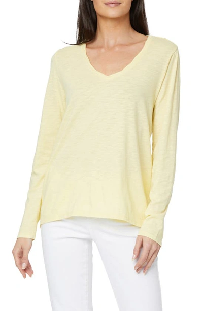 Shop Nydj Twist Neck Long Sleeve T-shirt In Yellow Daisy
