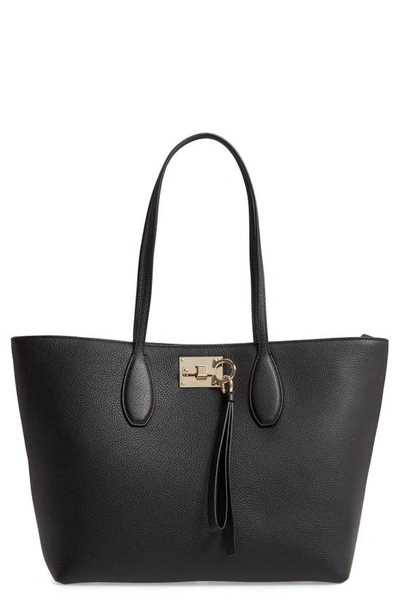 Shop Ferragamo Small The Studio Leather Tote In Nero