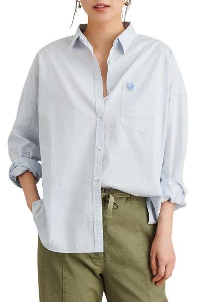 Shop Alex Mill Detachable Collar Oversize Shirt In Blue