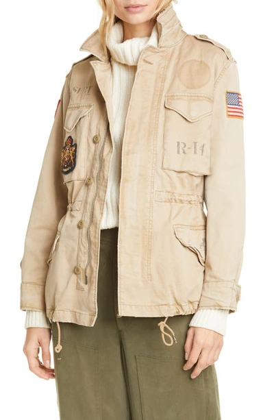 Shop Polo Ralph Lauren Military Patch Jacket In Barracks Tan