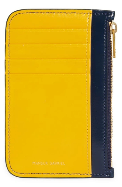 Shop Mansur Gavriel Zip Card Holder In Golden Yellow Multi
