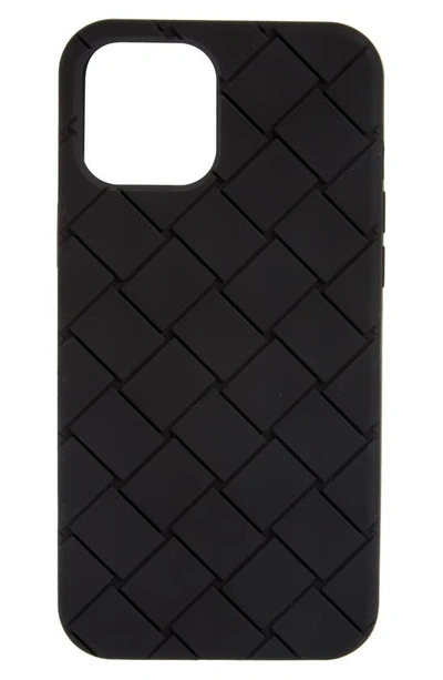 Shop Bottega Veneta Embossed Intrecciato Iphone 12 Pro Max Case In Black