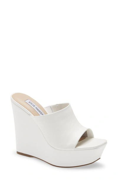 Steve Madden Barona Wedge Platform Slide Sandal In White
