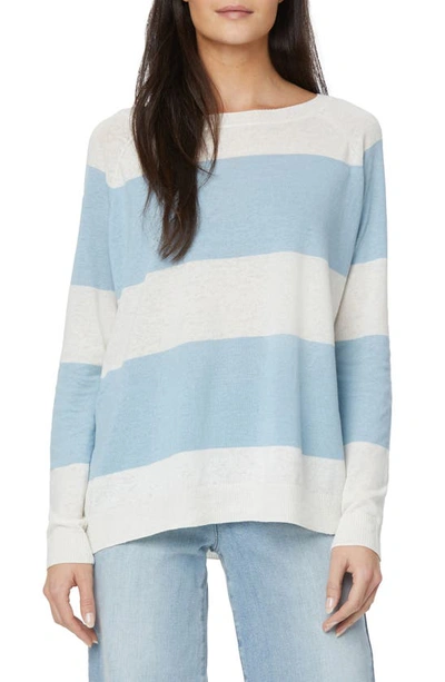 Shop Nydj Stripe Linen Blend Sweater In Optic White