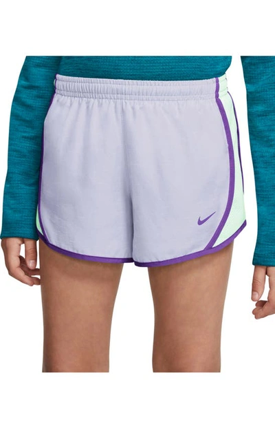 Shop Nike Kids' Dry Tempo Running Shorts In Purple/ Barely Green/berry