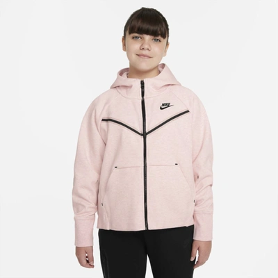 Nike Sportswear Tech Fleece Windrunner Big Kids' Full-zip Hoodie (extended  Size) In Pink Foam,heather,black | ModeSens