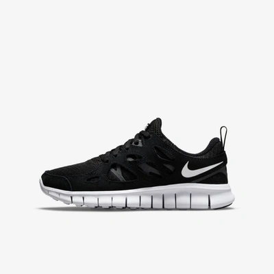 Shop Nike Free Run 2 Big Kids' Shoes In Black,dark Grey,white