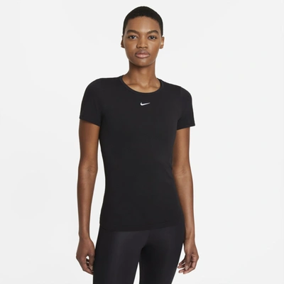 Shop Nike Women's Dri-fit Adv Aura Slim-fit Short-sleeve Top In Black