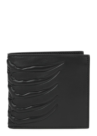 Shop Alexander Mcqueen Black Ribcage-debossed Leather Wallet