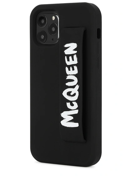 Shop Alexander Mcqueen Black Logo Rubber Iphone 12 Pro Case In Black And White