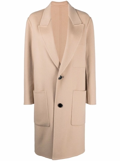 Shop Ami Alexandre Mattiussi Double-face Single-breasted Coat In Nude