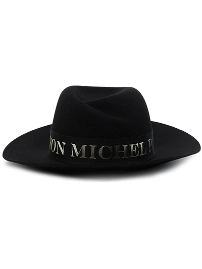 Shop Maison Michel Virginie Logo-tape Fedora Hat In Black
