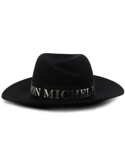 Maison Michel Virginie Logo-tape Fedora Hat In Black