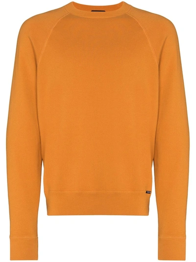 Shop Tom Ford Crew-neck Cotton Sweatshirt In 橘色