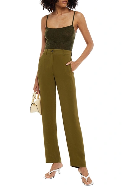 Shop American Vintage Babarum Washed-twill Straight-leg Pants In Army Green