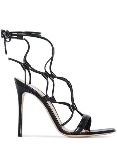 Gianvito Rossi Giza 105 Lace-up Leather Sandals In Schwarz