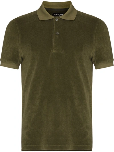Shop Tom Ford Terrycloth Polo Shirt In Green