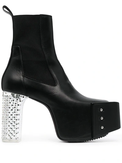 Shop Rick Owens Clear Block-heel Boots In Black