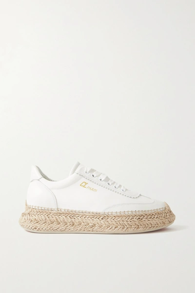 Shop Christian Louboutin Espasneak Leather Espadrille Platform Sneakers In White