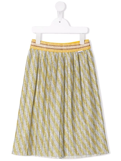 Shop Molo Glitter Pleated Skirt In Yellow