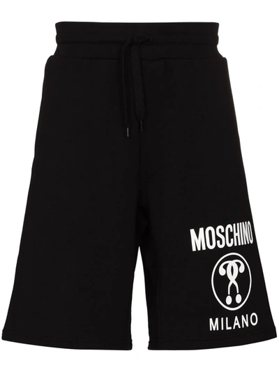 Shop Moschino Double Question Mark-print Shorts In Black