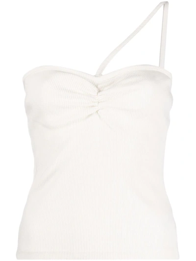 Shop Agolde One-strap Ribbed Top In White