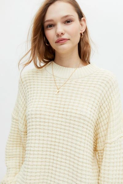 Bdg Max Oversized Waffle Knit Sweater In Neutral Multi