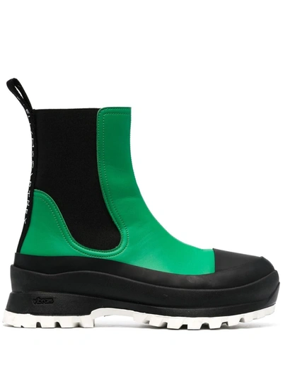 Shop Stella Mccartney Trace Two-tone Ankle Boots In Green