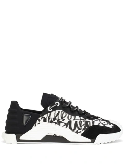 Shop Dolce & Gabbana Ns1 Logo-graffiti Sneakers In Black