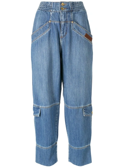 Shop Amapô Vanessa Rozan Cargo Denim Trousers In Blau