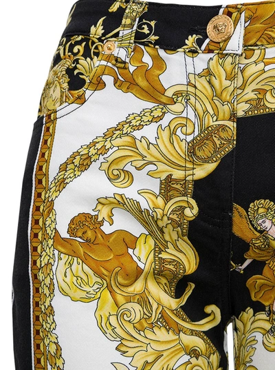 Shop Versace Denim Jeans With Medusa Renaissance Print In Black