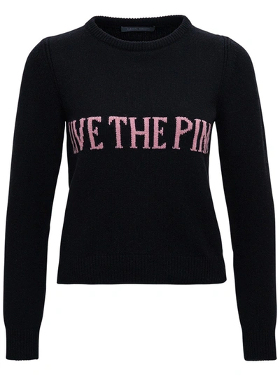 Shop Alberta Ferretti "live The Pink" Black Sweater