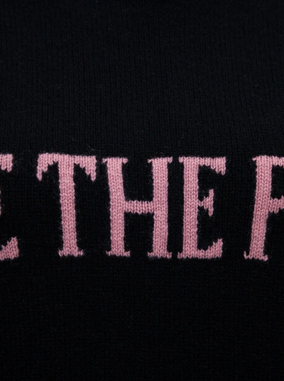 Shop Alberta Ferretti "live The Pink" Black Sweater