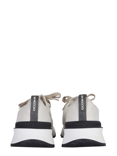 Shop Brunello Cucinelli Knit Sneakers In White